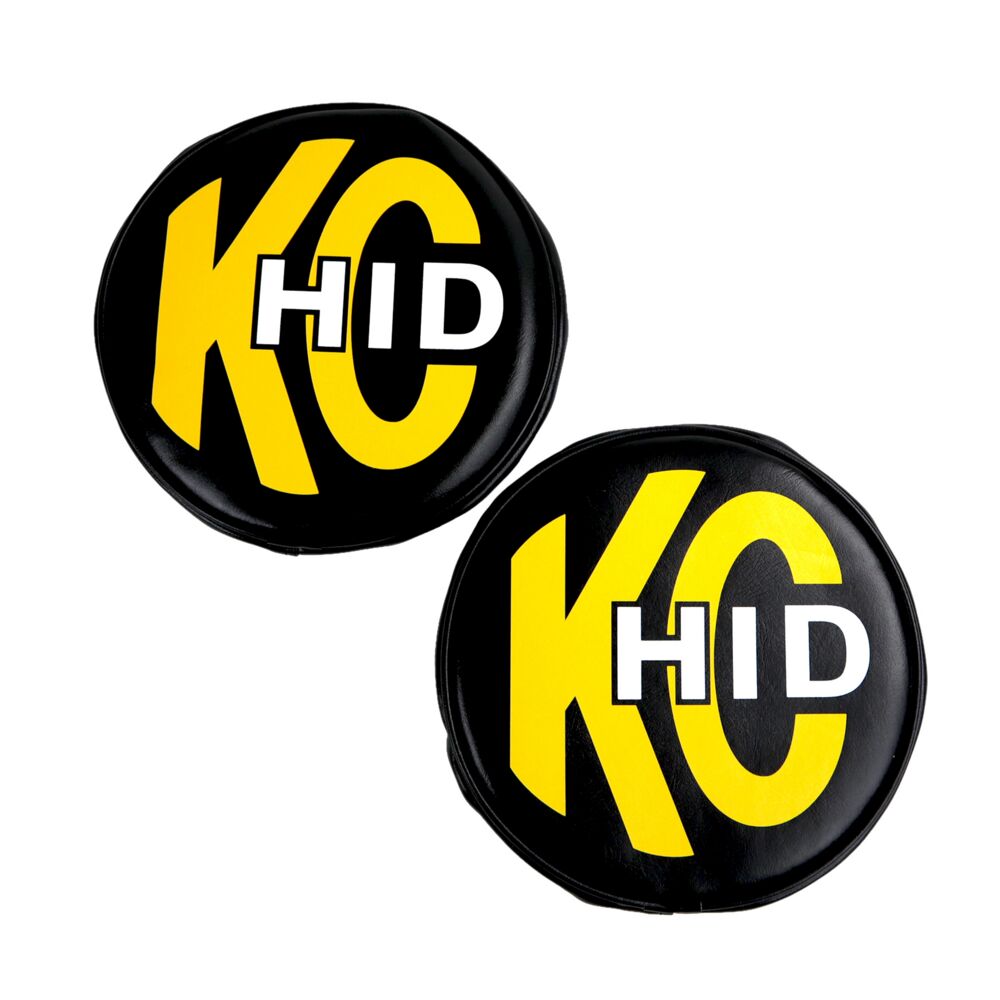 8" Light Cover - Soft Vinyl - Pair - Black w/ Yellow KC HID Logo - # 5818