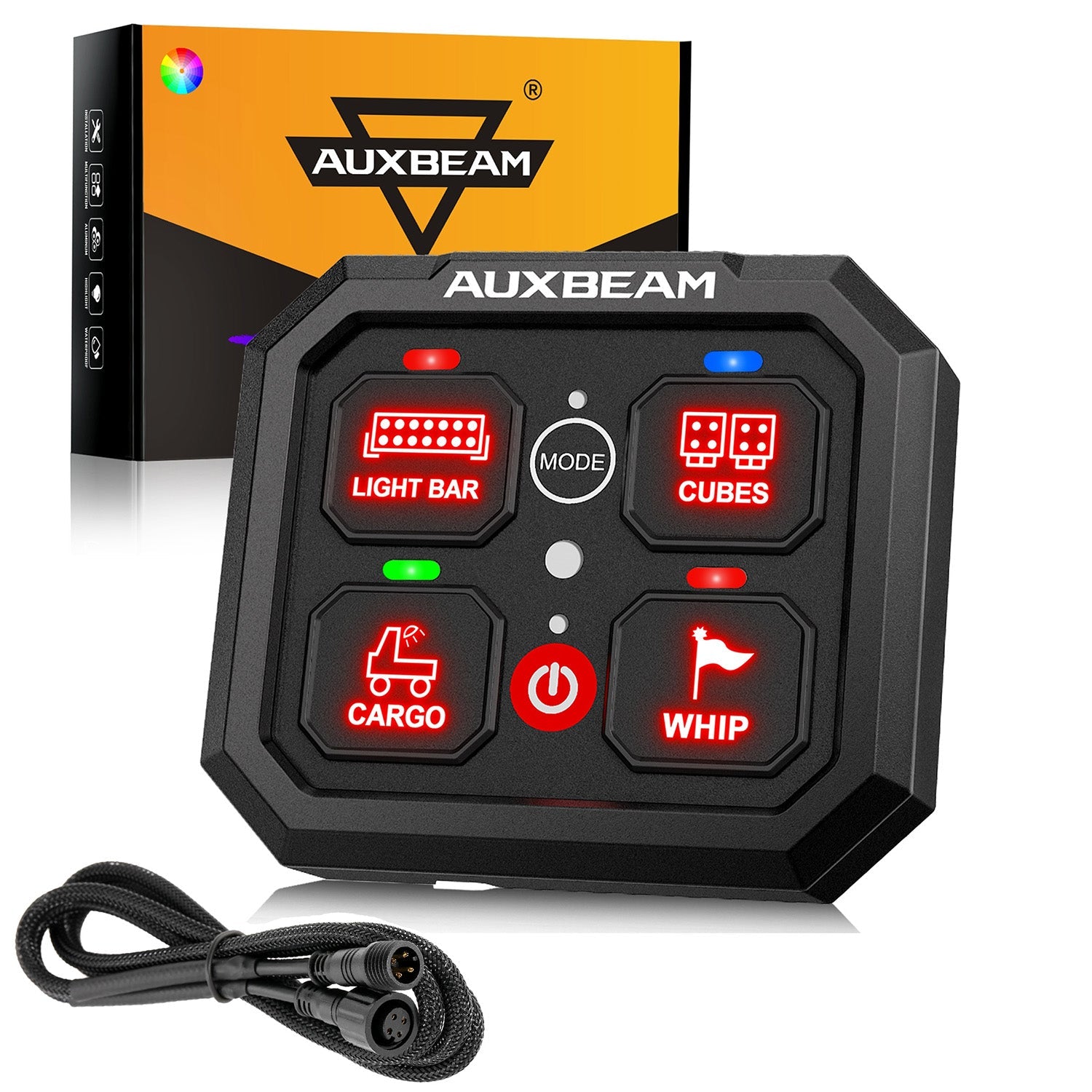 RGB Series 4 Gang (RA40) Switch Panel, Toggle/ Momentary/ Pulsed Mode Supported (One-Sided Outlet)