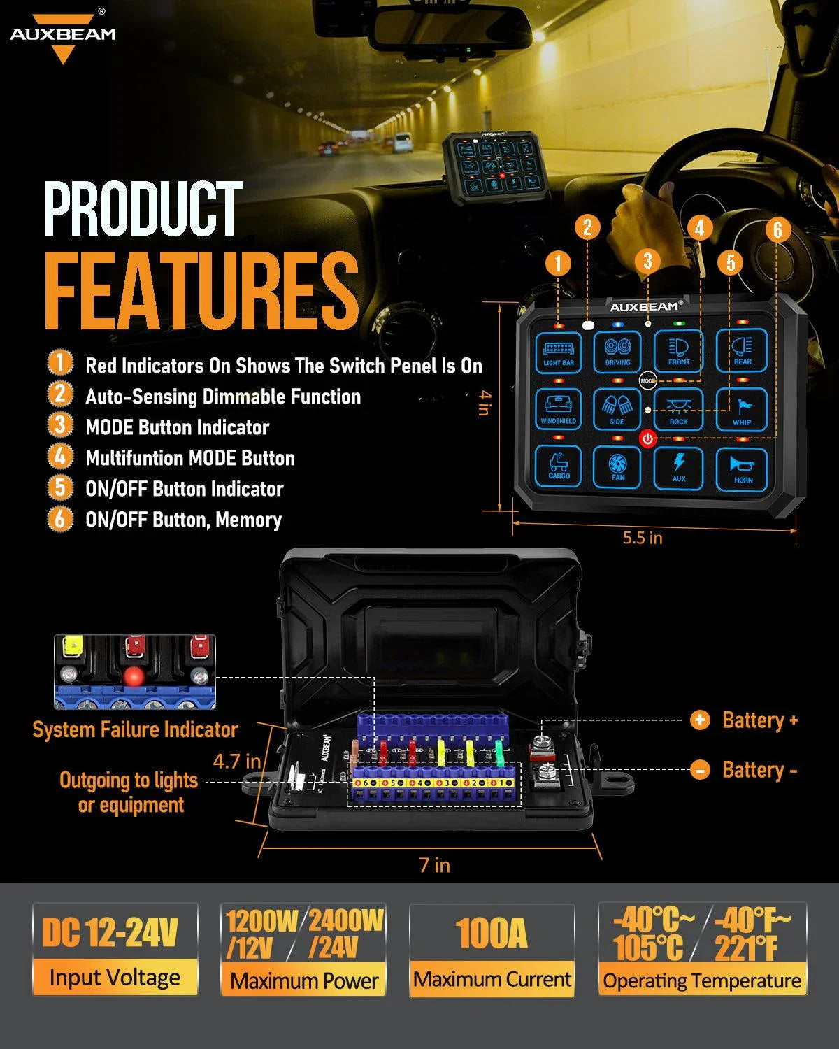 RGB Series 4/6/8/12 Gang LED Switch Panel,Off Road Light Controller