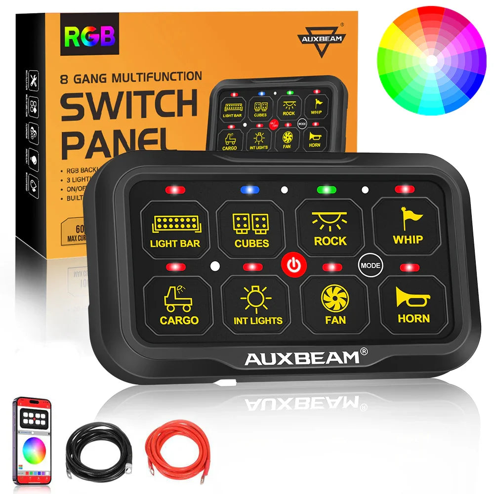 AR Series 8 Gang (AR-820) RGB Switch Panel with APP, Toggle/ Momentary/ Pulsed Mode Supported (Two-Sided Outlet)