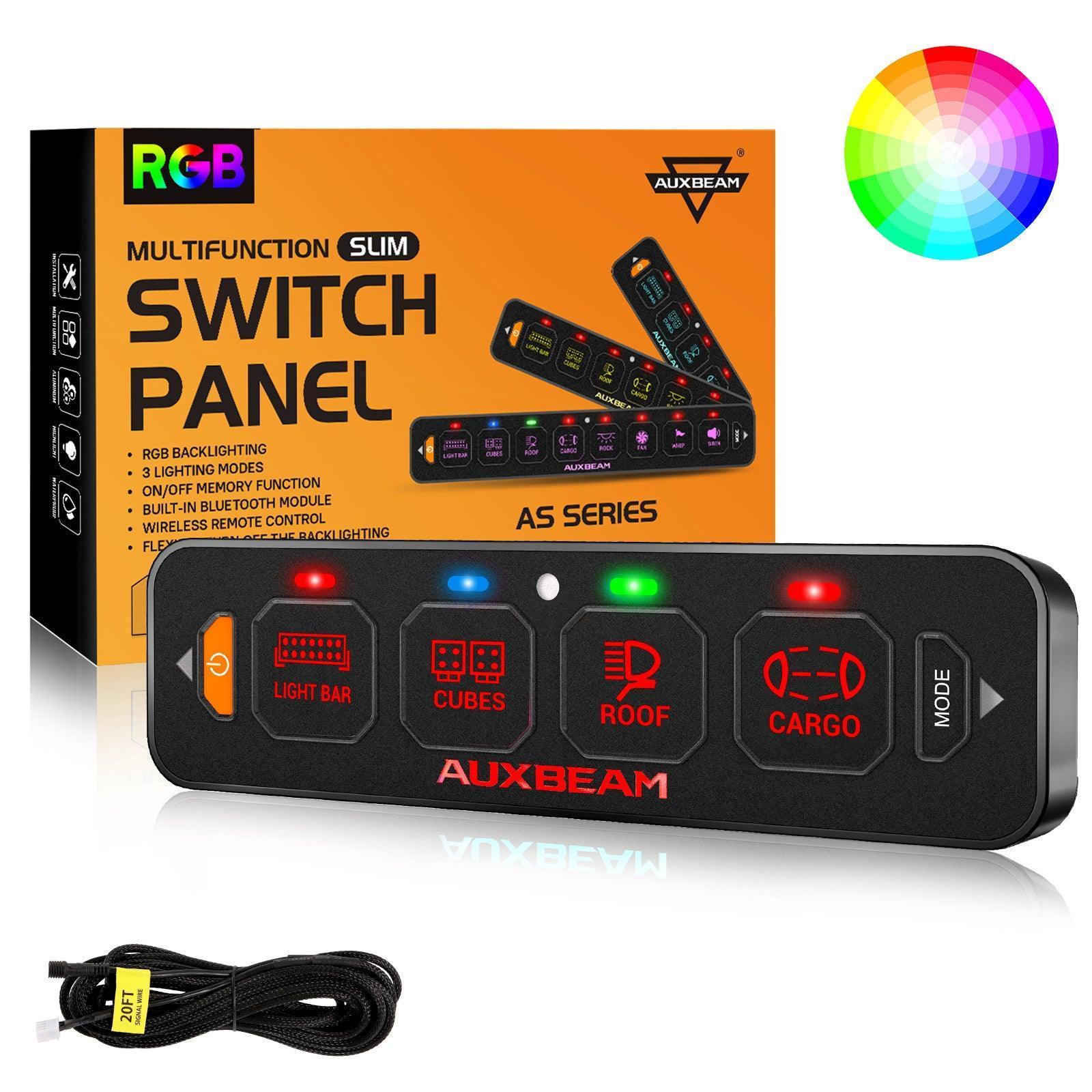 AS Series 4 Gang (AS-R40) RGB Slim Switch Panel, Toggle/ Momentary/ Pulsed Mode Supported(One-Sided Outlet)