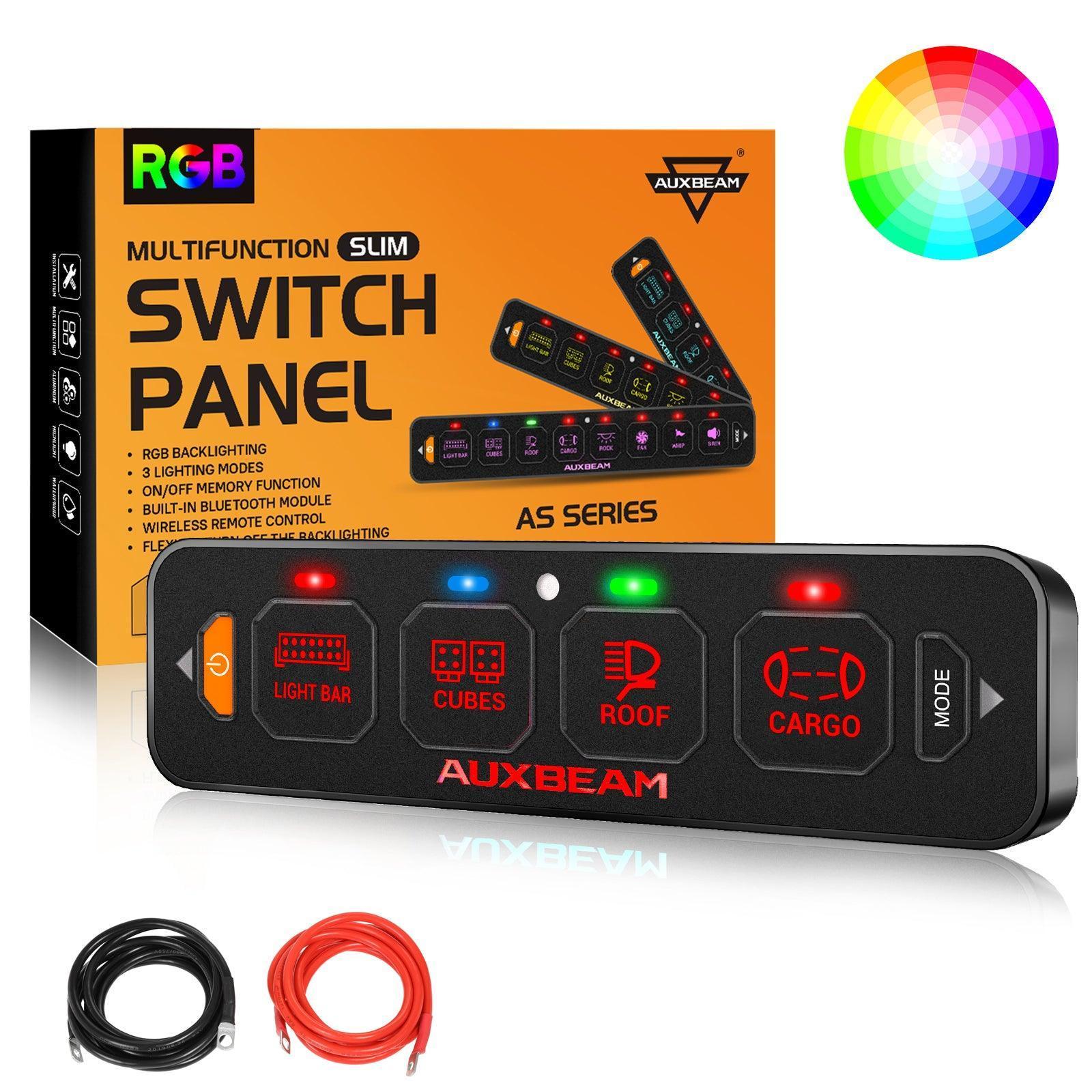 AS Series 4 Gang (AS-R40) RGB Slim Switch Panel, Toggle/ Momentary/ Pulsed Mode Supported(One-Sided Outlet)