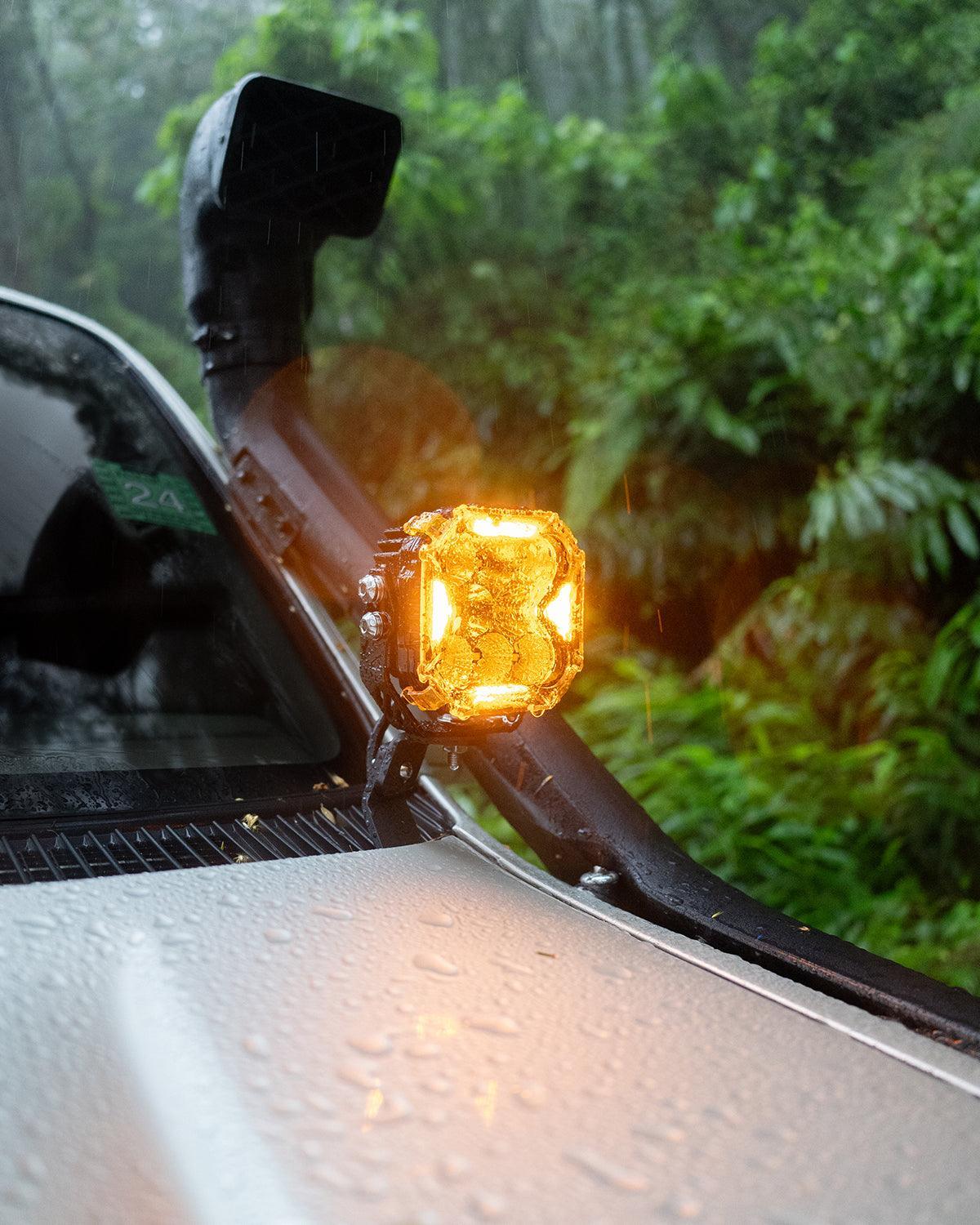 CUBE-Z Series 4 Inch LED Pod Lights Off Road Lights with White DRL & Amber Turn Signal Lights
