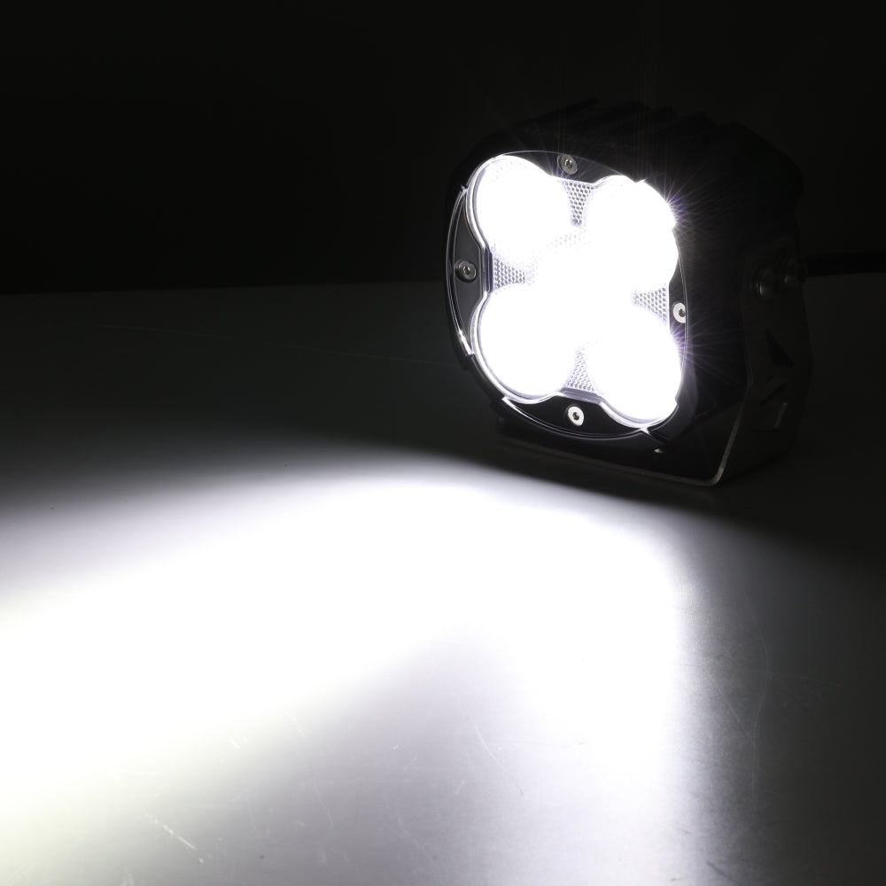 XP-ULTRA Series 4.5 Inch Flood Beam LED Pod Lights Off Road Lights with Amber Backlight