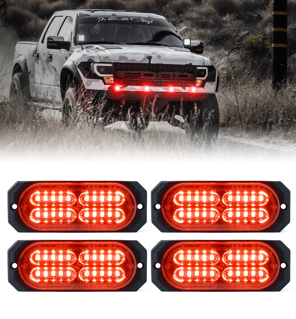 Xprite LED Surface Mount Strobe Lights Waterproof Grille Emergency Lights for Trucks Work Vehicles and SUVs