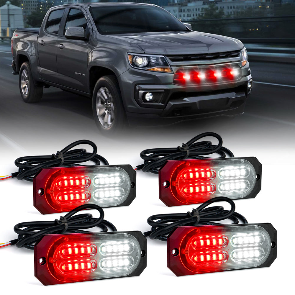 Xprite LED Surface Mount Strobe Lights Waterproof Grille Emergency Lights for Trucks Work Vehicles and SUVs