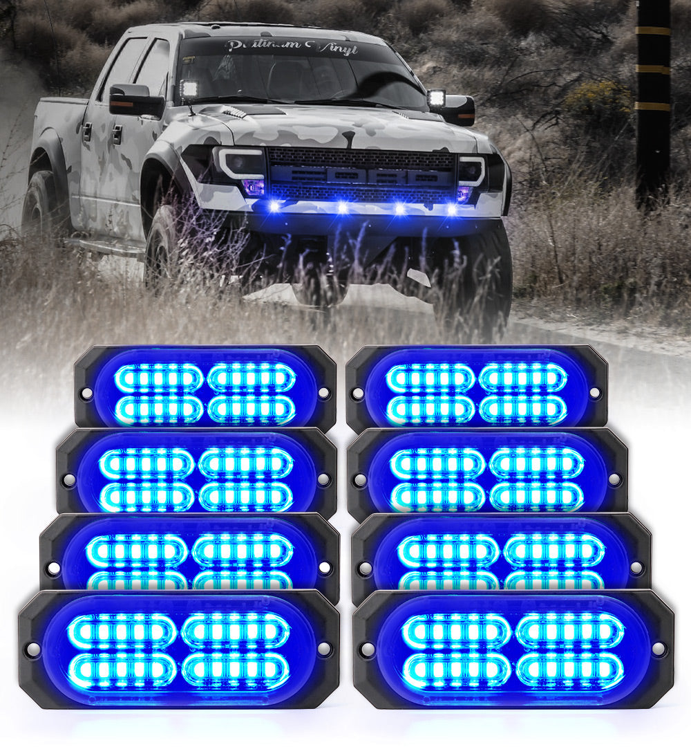 Xprite LED Surface Mount Strobe Lights Waterproof Grille Emergency Lights for Trucks Work Vehicles and SUVs