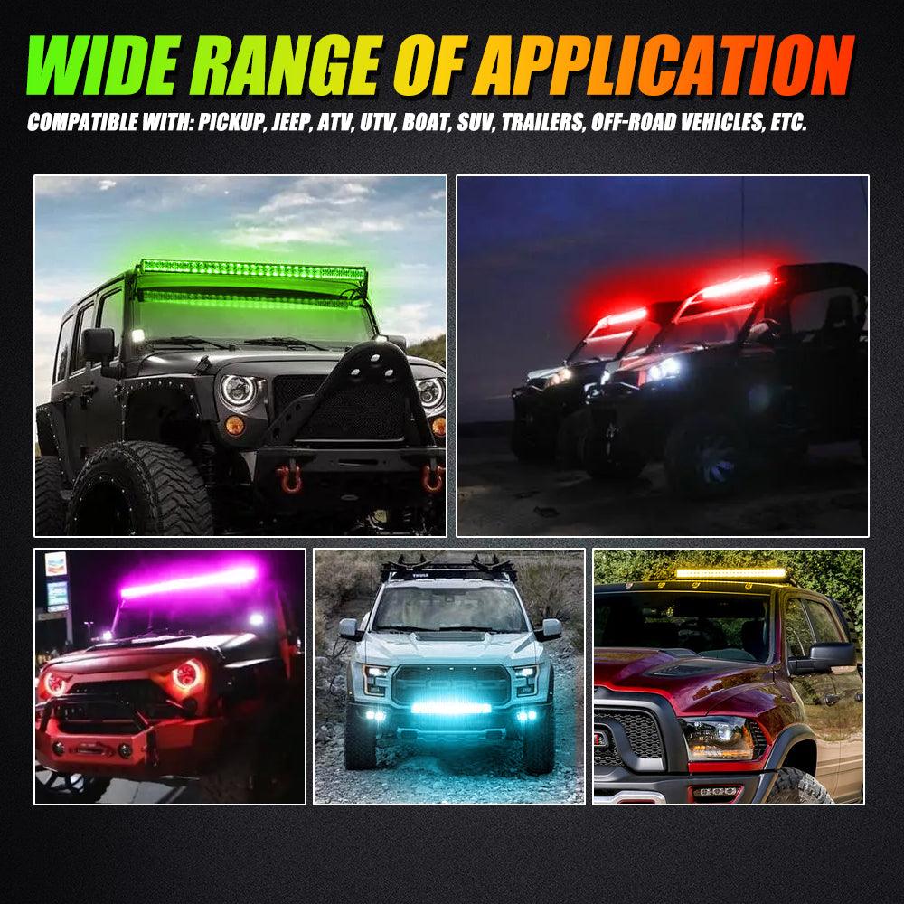 New 32 Inch V-PRO Series Straight RGBW Color Changing Off Road Led Light Bar for ATV UTV SIDE BY SIDES