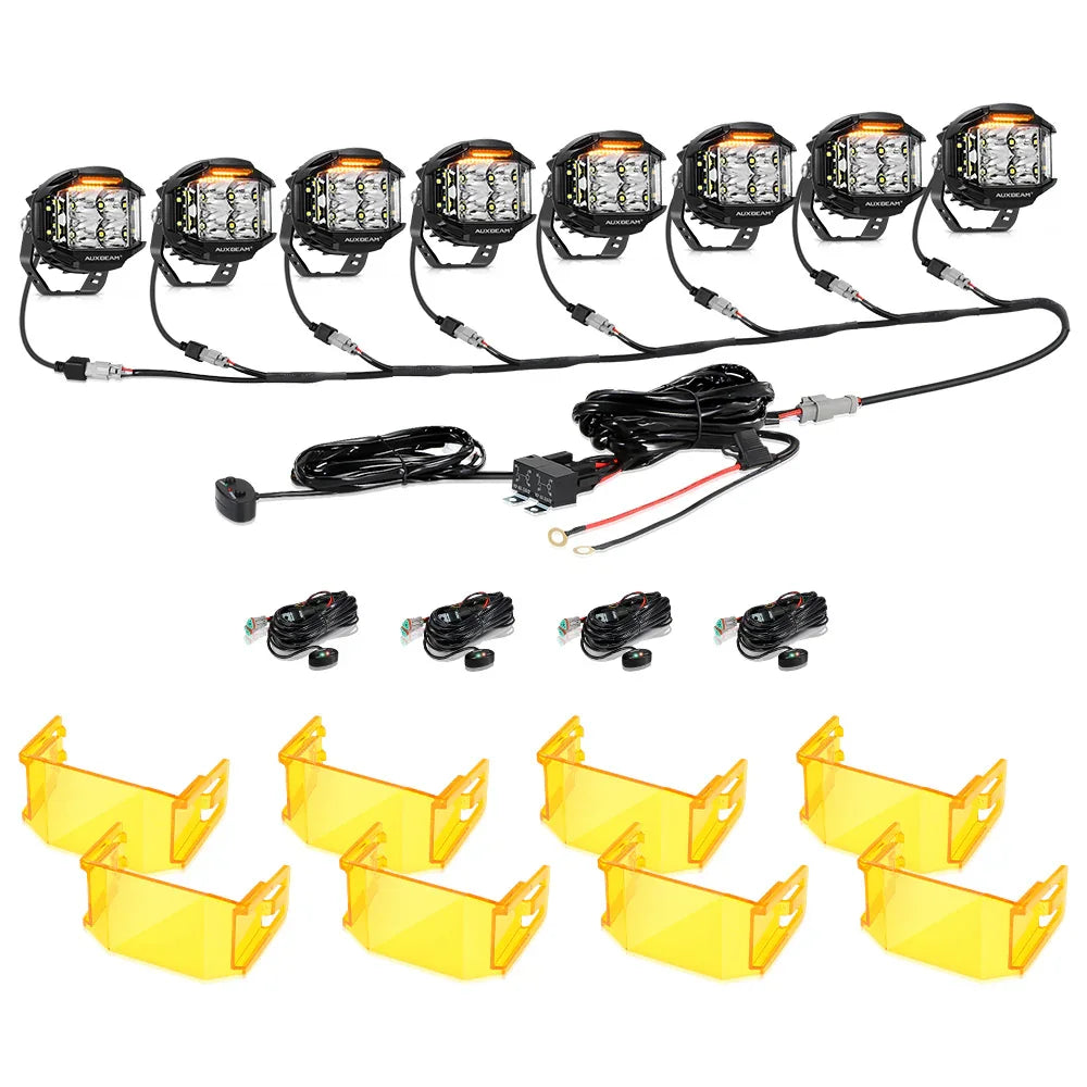 V-MAX Series | 4 Inch 92W 8960LM Spot Beam Side Shooter LED Round Pod Lights with Amber DRL