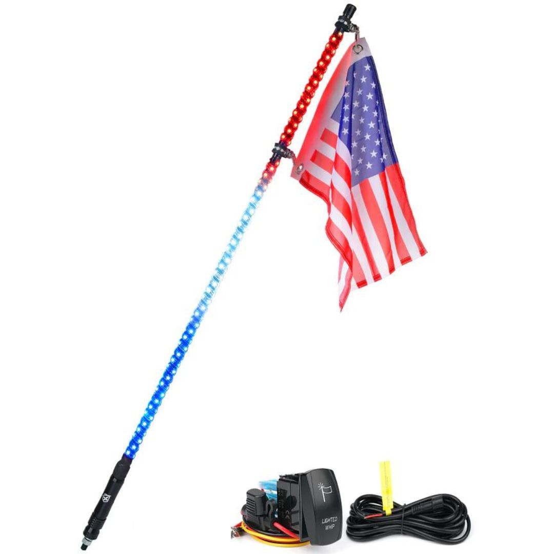 Xprite Spiral RGB LED Whip Lights – Off-Road Flag Pole Chase Lights for UTV, ATV, Polaris RZR | Twister Series