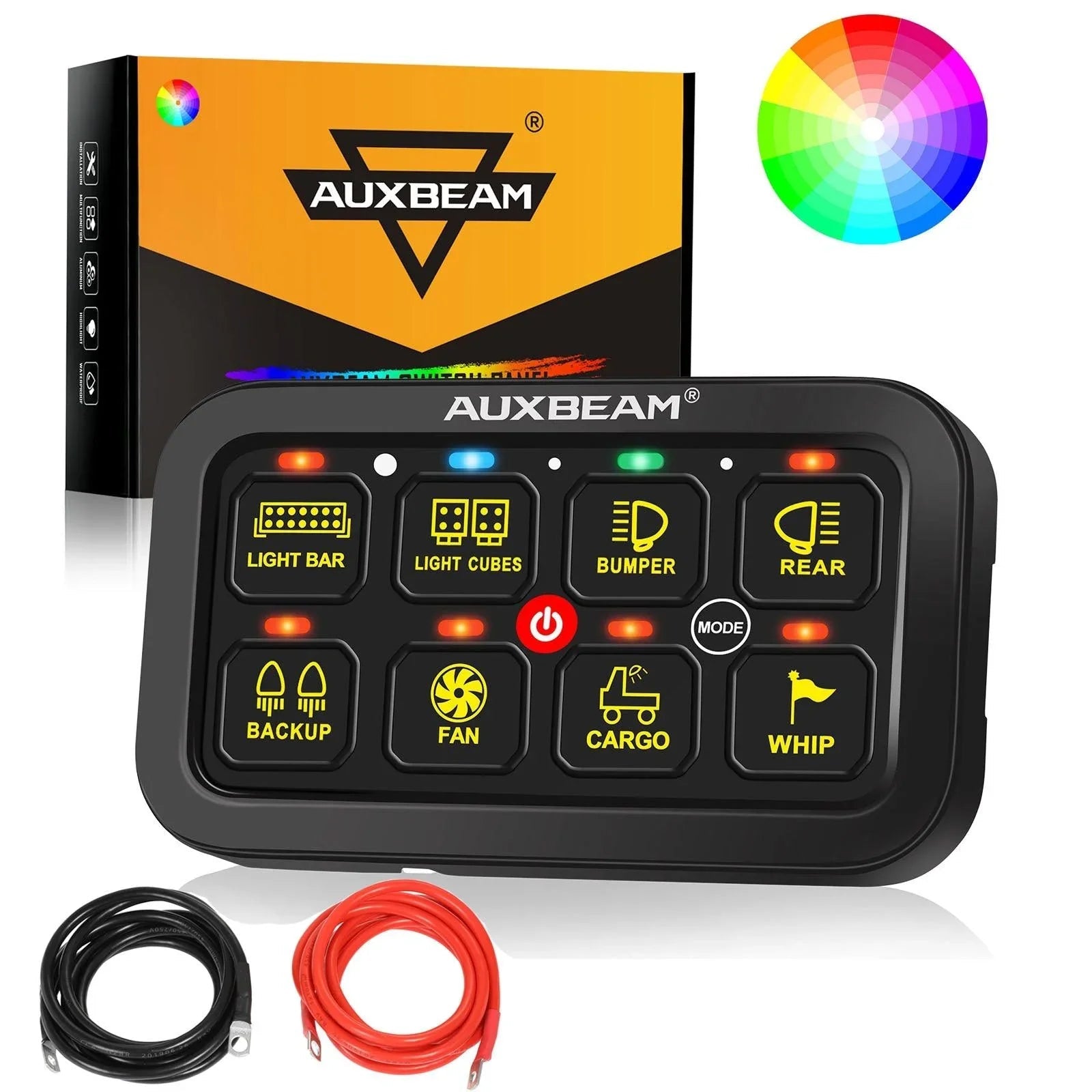 RGB Series 8 Gang (RB80) Switch Panel, Toggle/ Momentary/ Pulsed Mode Supported (Two-Sided Outlet)