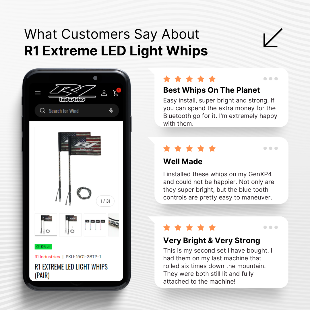 R1 Extreme LED Light Whips (Pair)