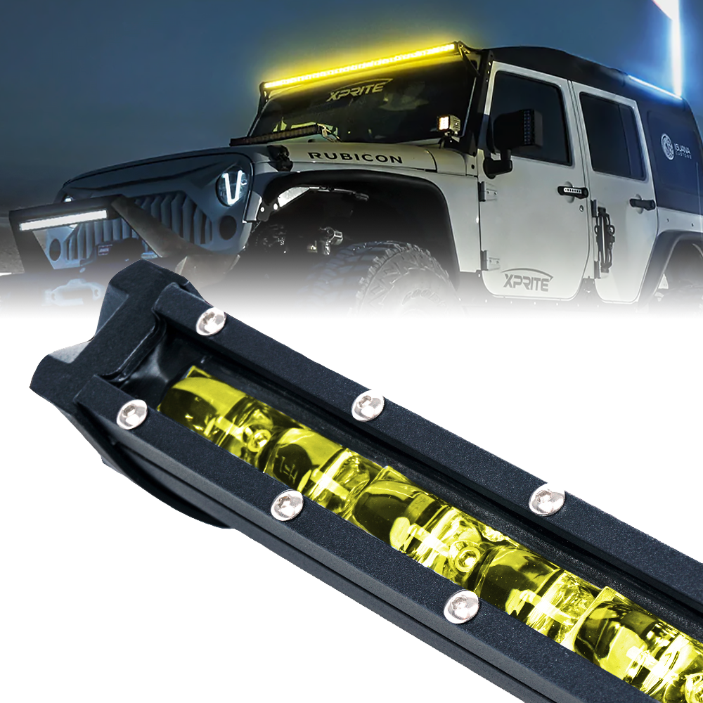 Xprite Amber Flood Beam LED Light Bar for Trucks, SUVs & Off-Road Vehicles | Ultra Thin Astro Series
