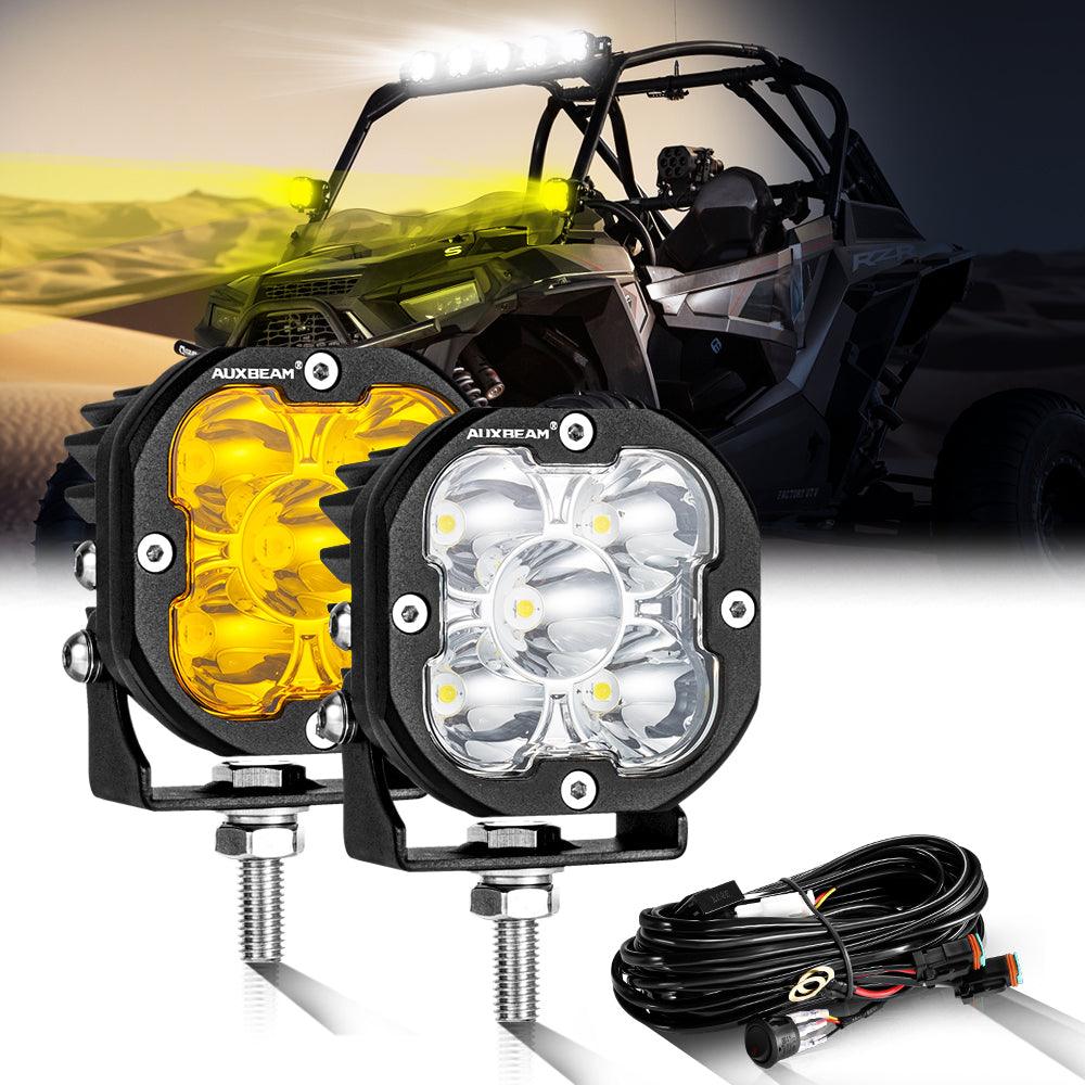 3 Inch 80W 9600LM LED Pods Lights White&Amber for ATV UTV SIDE BY SIDE 4X4