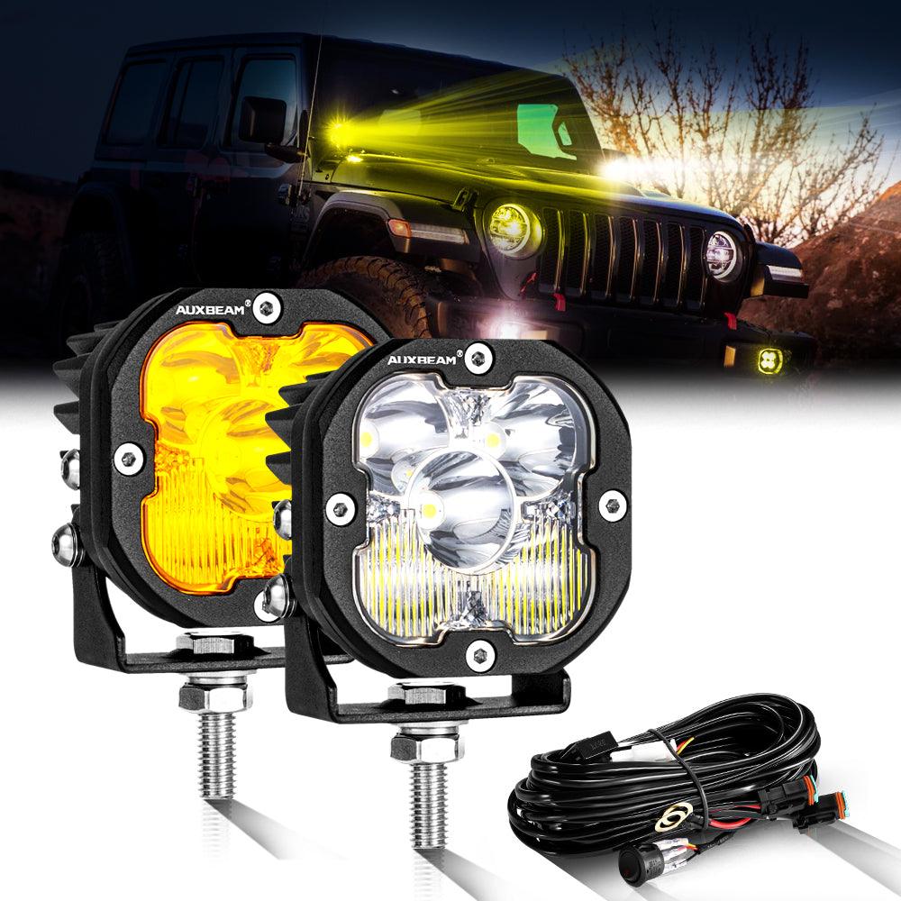 3 Inch 80W 9600LM LED Pods Lights White&Amber for JEEP