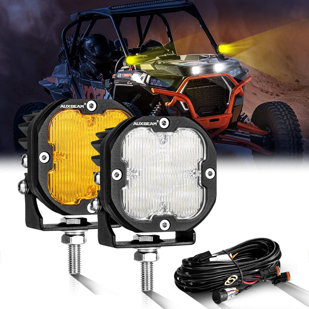 3 Inch 80W 9600LM LED Pods Lights White&Amber for ATV UTV SIDE BY SIDE 4X4