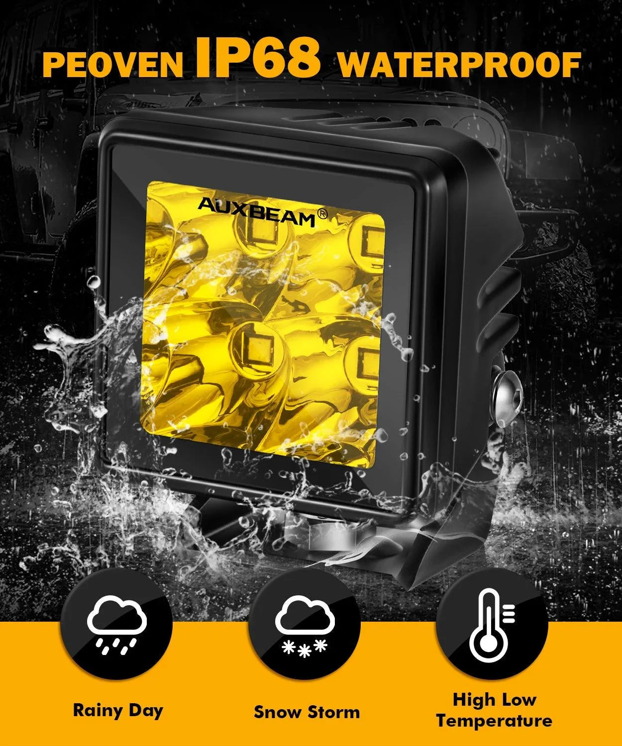 2 Inch 40W 4000LM LED Pod Amber Spot Offroad Light