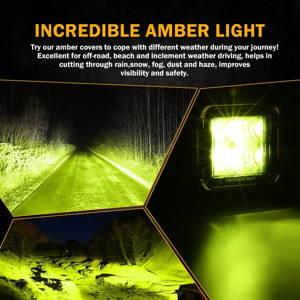 3 inch Amber LED Cube Light Covers for LED Pods Square Offroad Lights Driving Fog Lights
