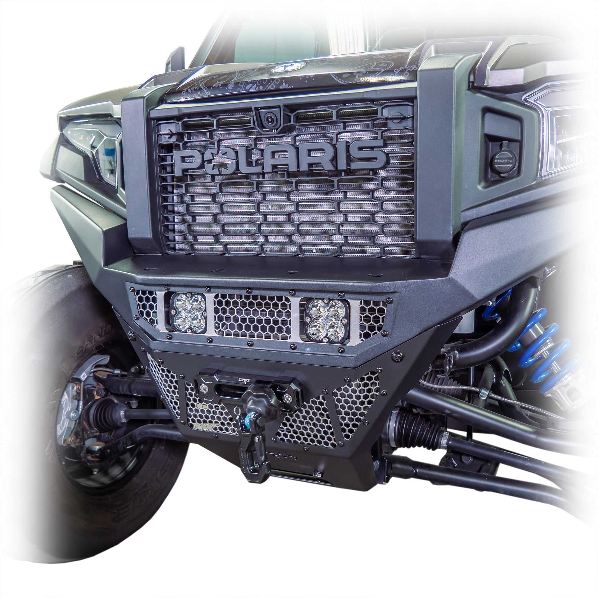 Installed front bumper on a Polaris adventure side by side