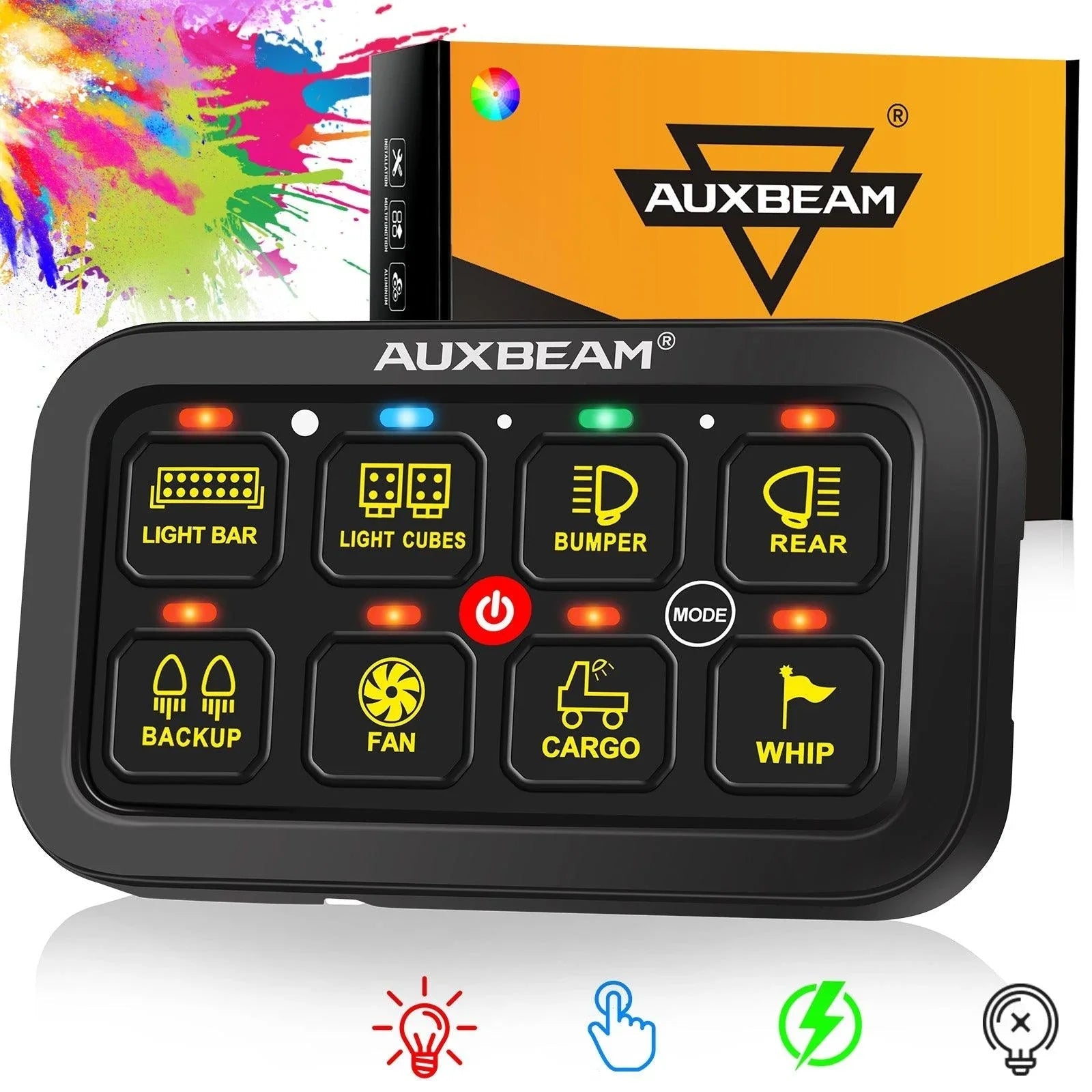 RGB Series 4/6/8/12 Gang LED Switch Panel,Off Road Light Controller