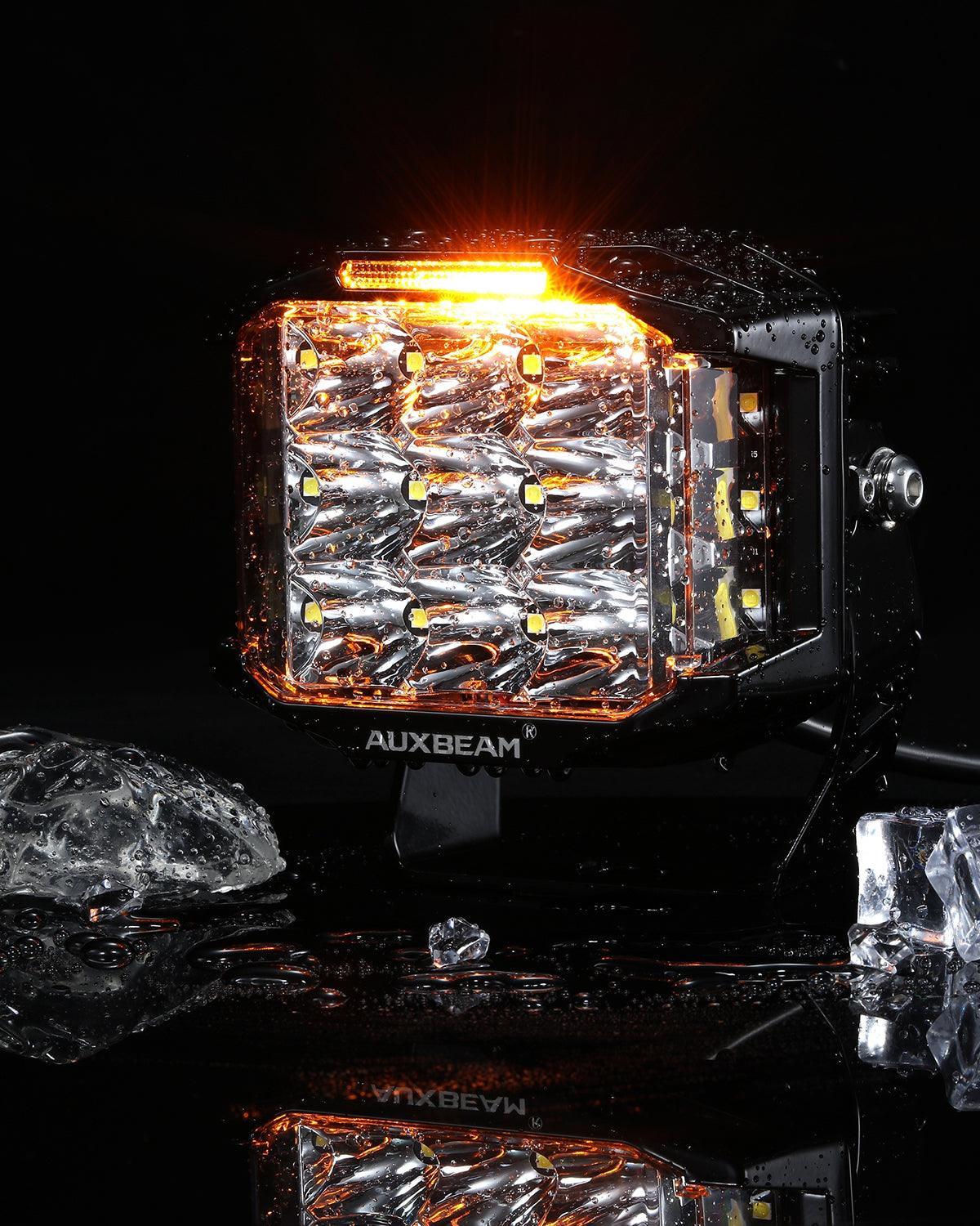 V-MAX Series | 5 Inch 168W 16440LM Spot Beam Side Shooter LED Square Pod Lights with Amber DRL