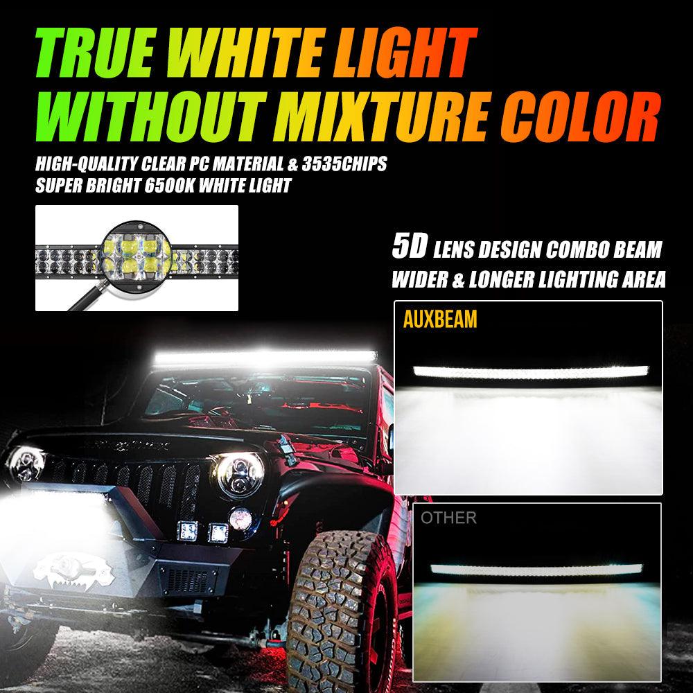 New 52 Inch V-PRO Series Curved RGBW Color Changing Off Road Led Light Bar for ATV UTV SIDE BY SIDES