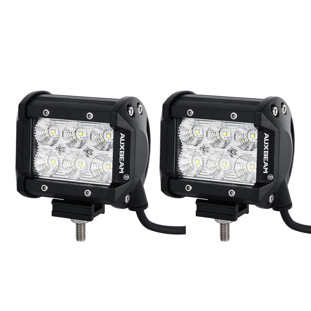 4 inch Classic-SM Series Dual Row LED PODS White Flood Beam with Wiring Harness for SUV ATV UTV Trucks Pickup Boat