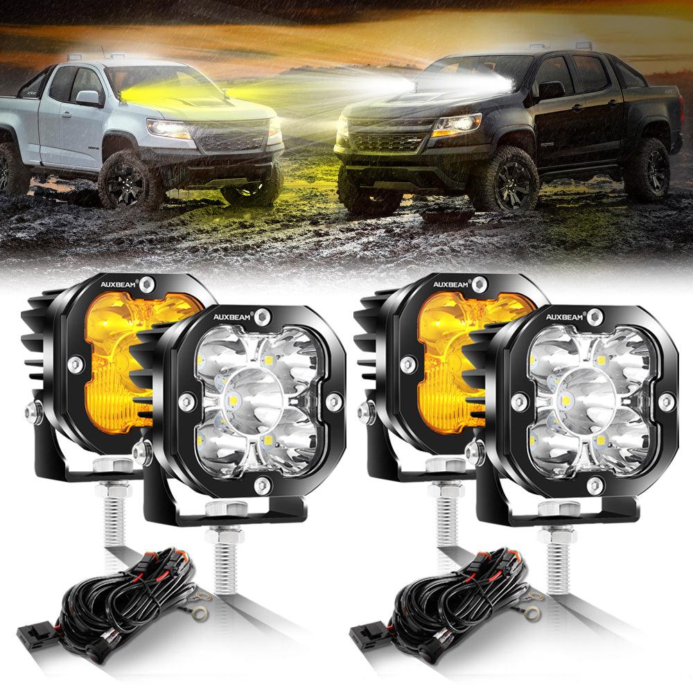 3 Inch 80W 9600LM LED Pods Lights White&Amber for CHEVROLET