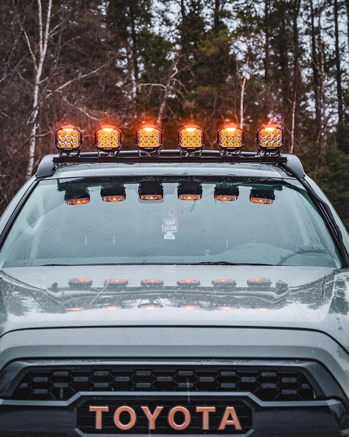 V-MAX Series | 4 Inch 92W 8960LM Spot Beam Side Shooter LED Square Pod Lights with Amber DRL