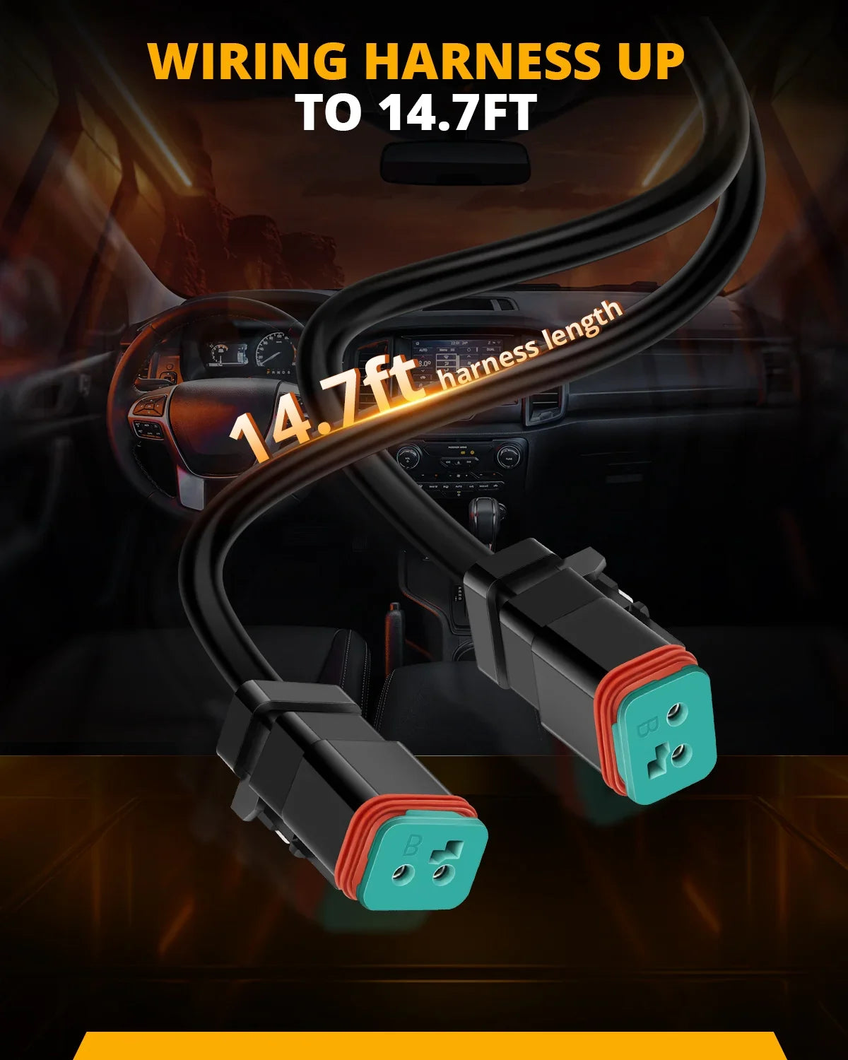 6-LED Pod Light Power Wiring Harness Kit with 2 PIN DT Plug