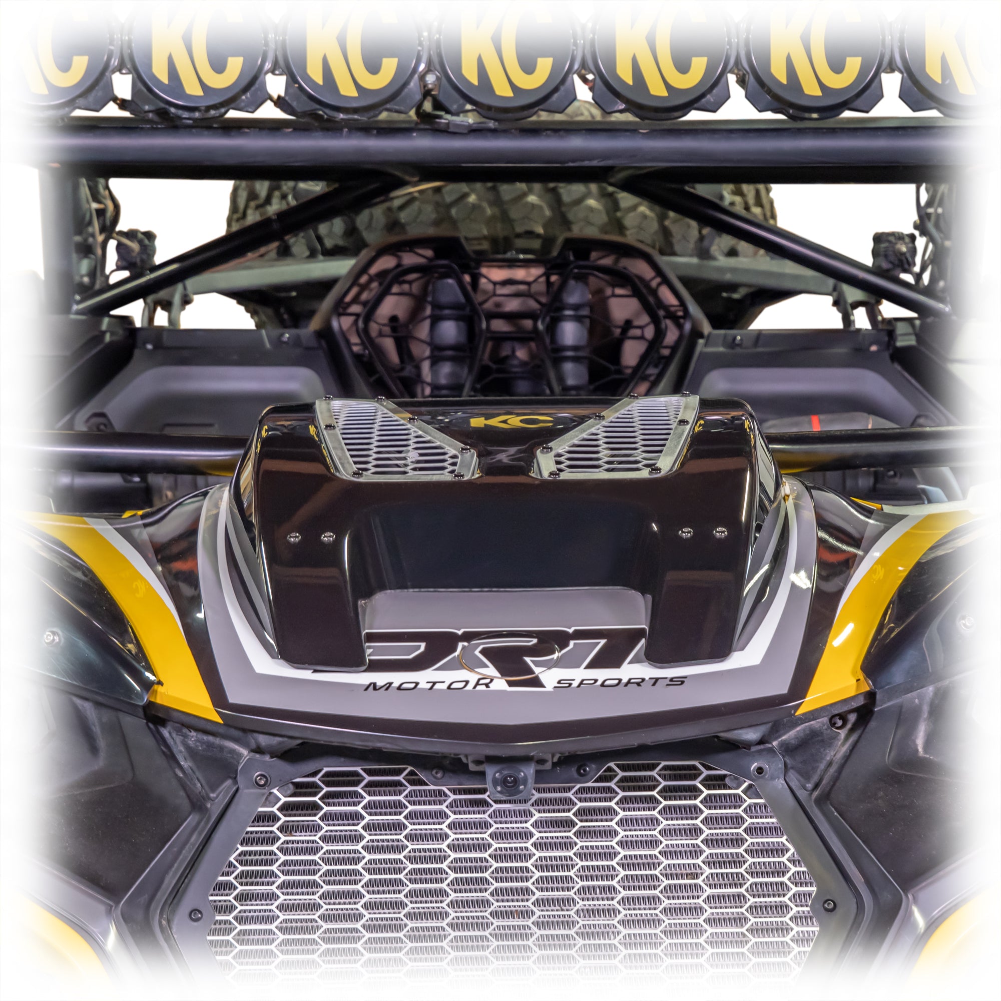 ABS hood scoop kit with aluminum brackets and trim, bolt-on install for Maverick R