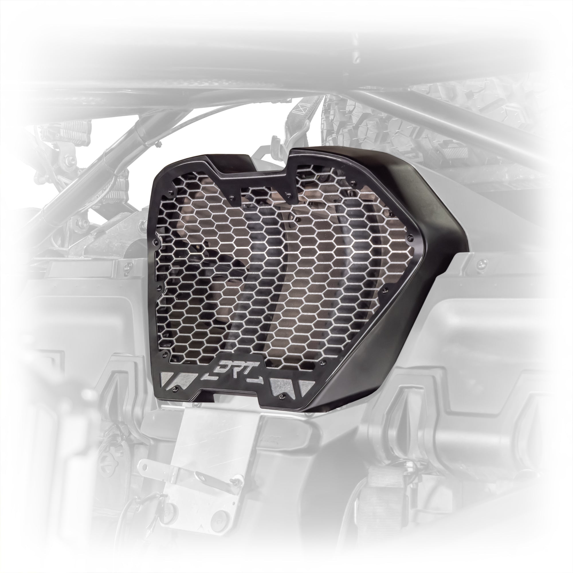 Laser cut aluminum vent panel aligned to grille frame