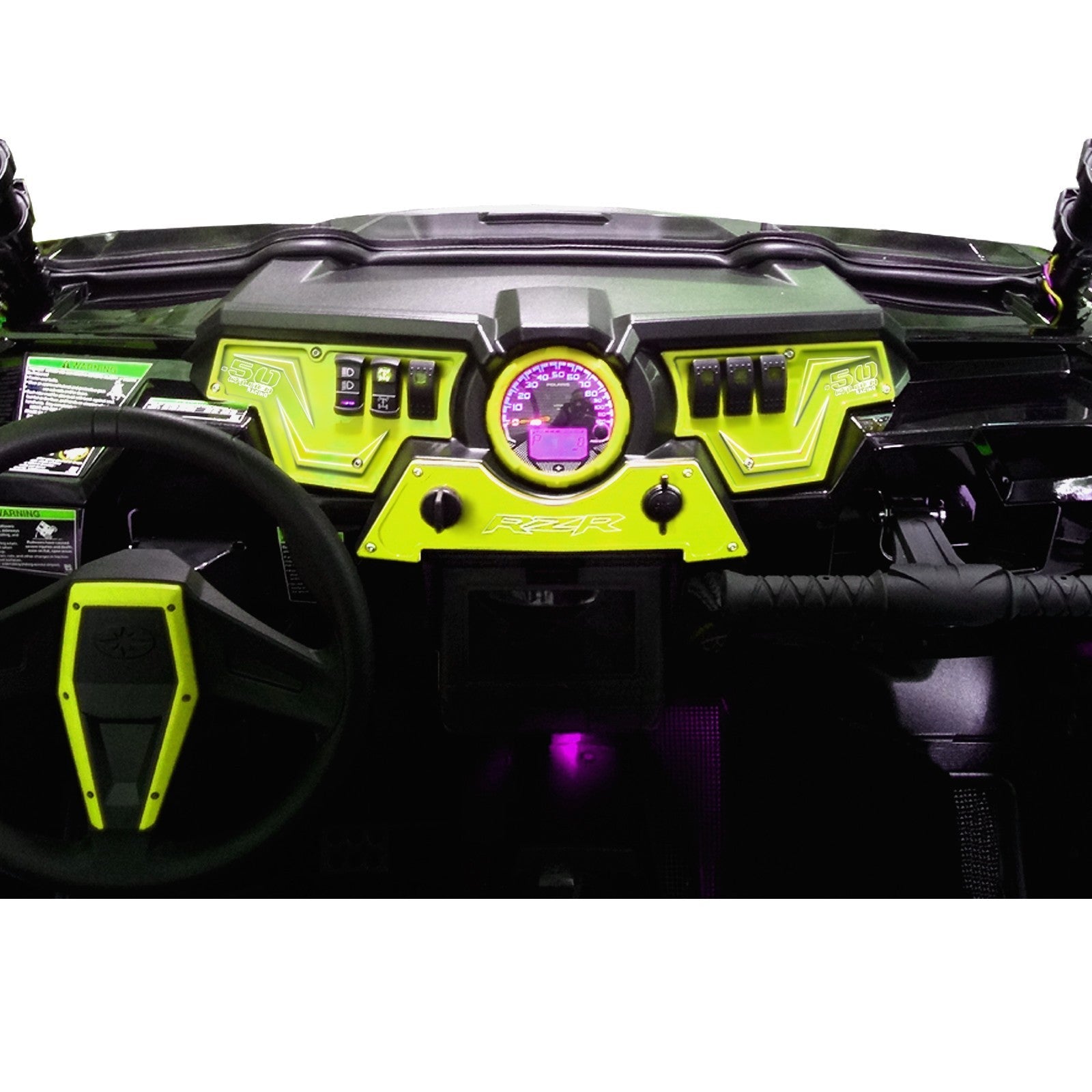 XP1000 3 piece Dash Panel Lime Squeeze with switches