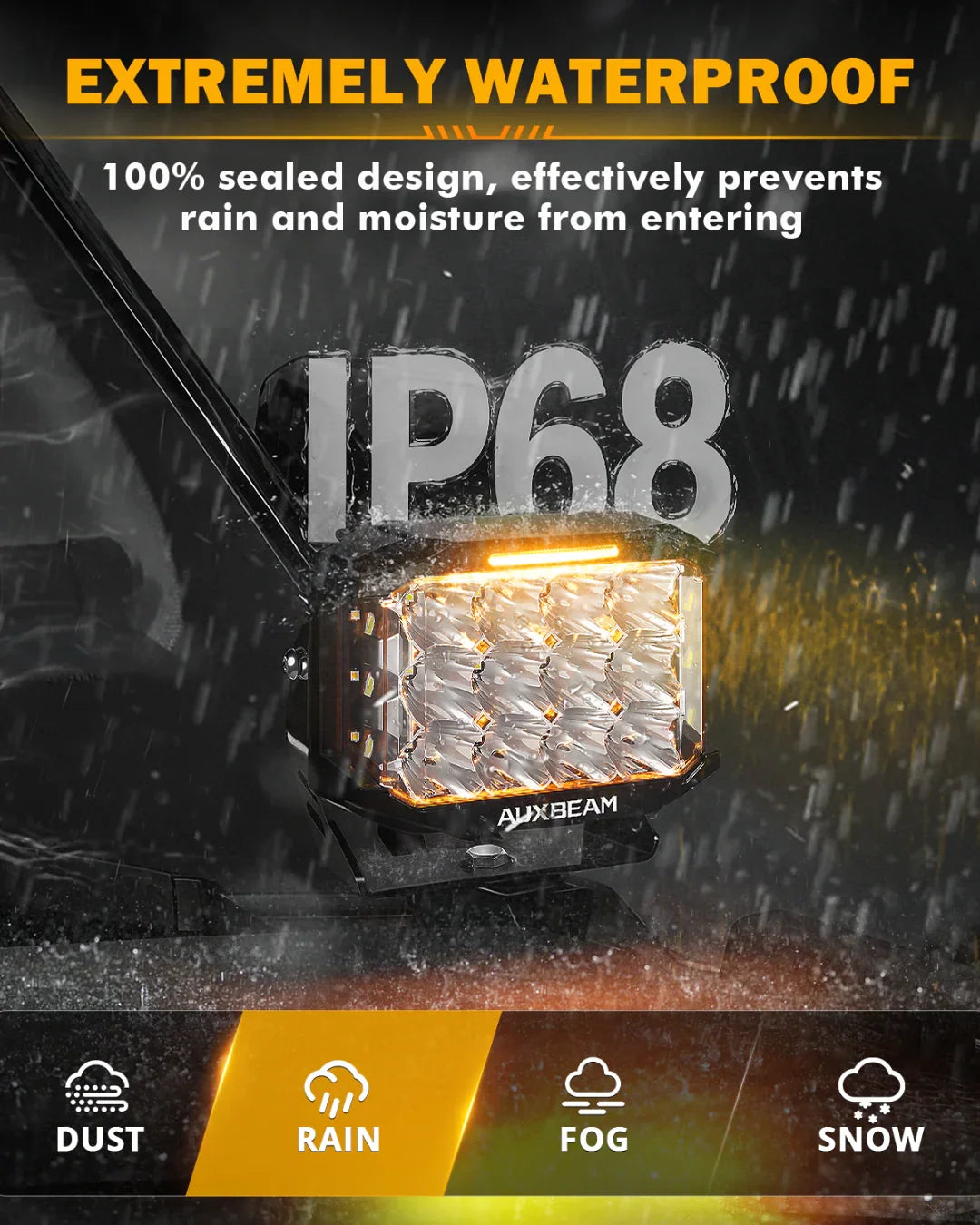 V-MAX Series | 7x5 Inch Rectangle 228W 26100LM Spot Beam Side Shooter LED Driving Lights with Amber DRL&Backlight