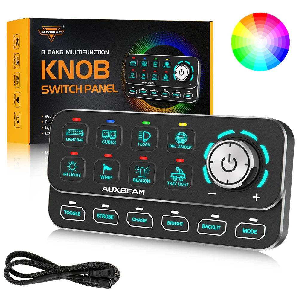🆕KS-80 Knob RGB Switch Panel MAX 120A ,Light Dimming, Dynamic Chase, Four External Triggers, 4 Modes