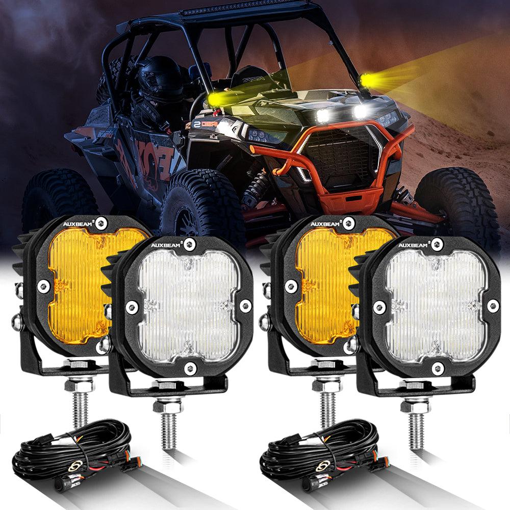 3 Inch 80W 9600LM LED Pods Lights White&Amber for ATV UTV SIDE BY SIDE 4X4