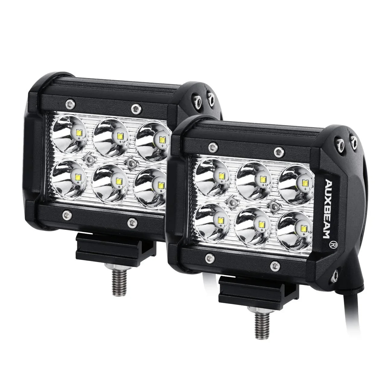 4 inch Classic-SM Series Dual Row LED PODS White Flood Beam with Wiring Harness for SUV ATV UTV Trucks Pickup Boat