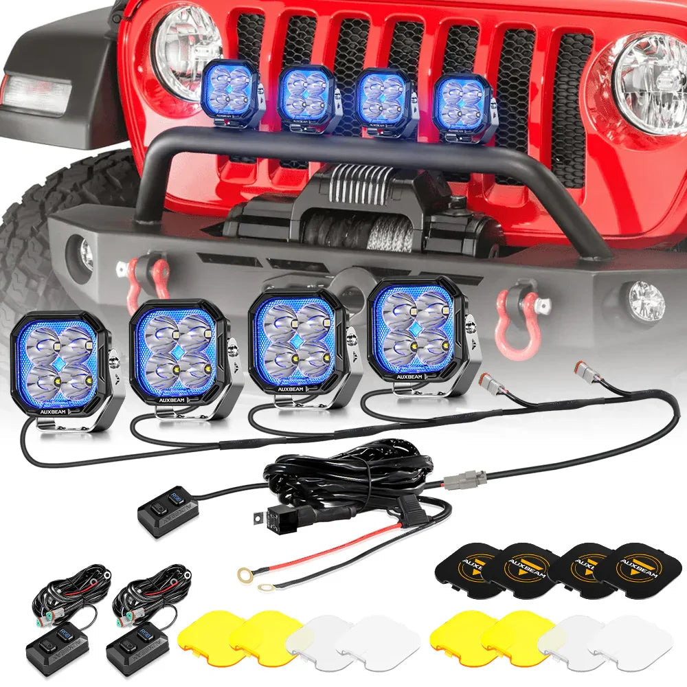 Color Play Series 3 Inch 116W RGB LED Pod Lights Spot Off Road Lights With 8 Backlight Options