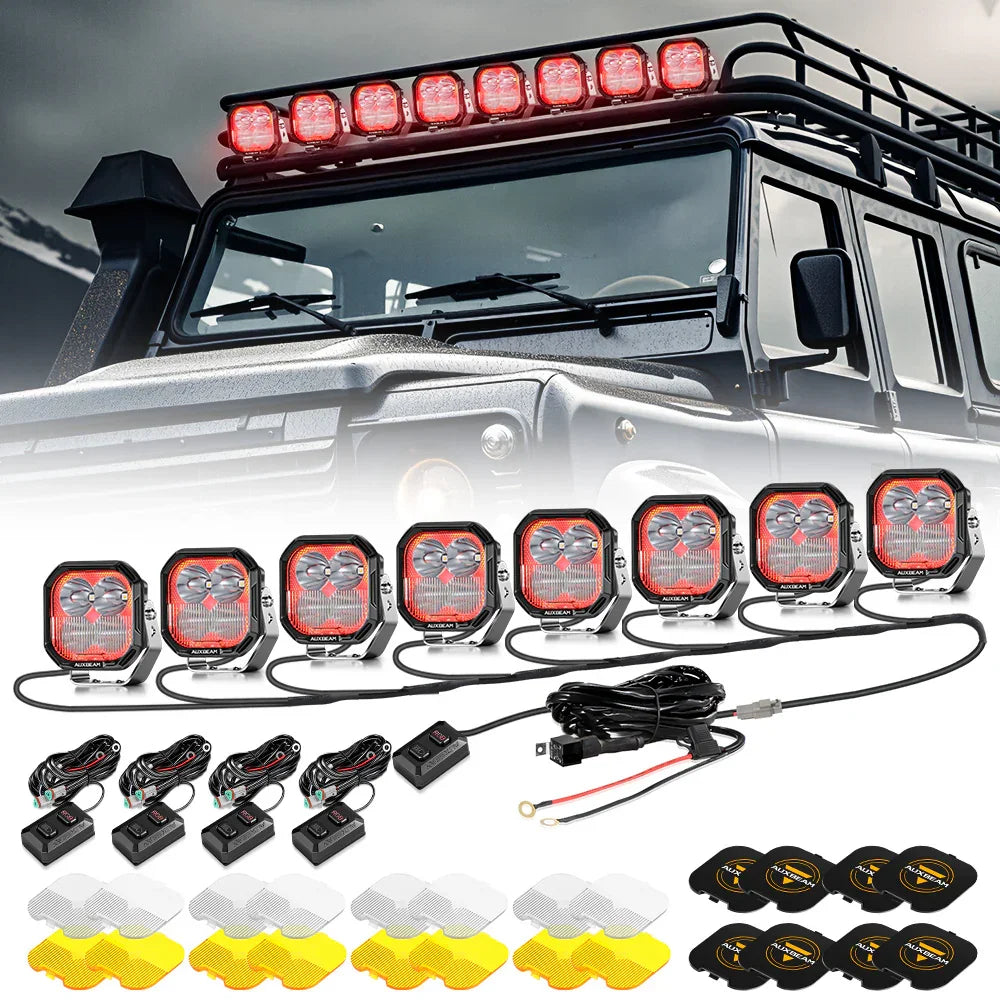 Color Play Series 3 Inch 116W RGB LED Pod Lights Combo Off Road Lights With 8 Backlight Options