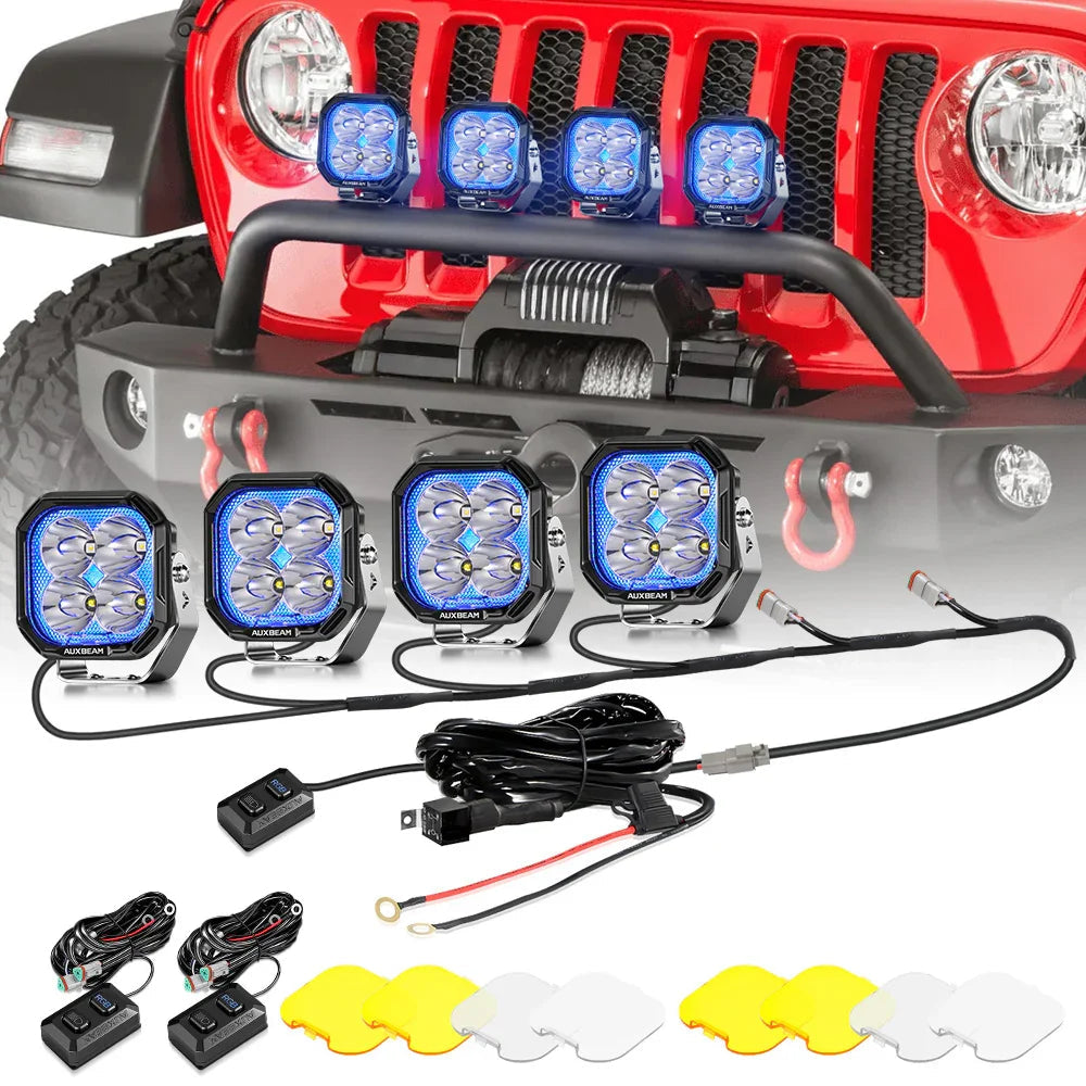 Color Play Series 3 Inch 116W RGB LED Pod Lights Spot Off Road Lights With 8 Backlight Options