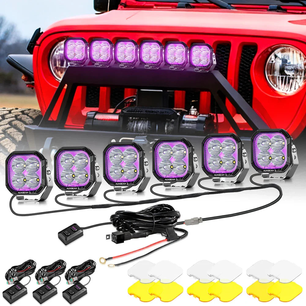 Color Play Series 3 Inch 116W RGB LED Pod Lights Spot Off Road Lights With 8 Backlight Options