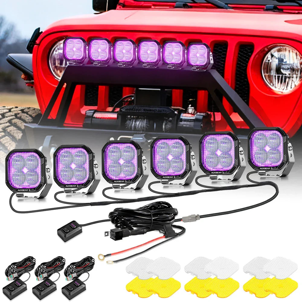 Color Play Series 3 Inch 116W RGB LED Pod Lights Off Road Lights With 8 Backlight Options