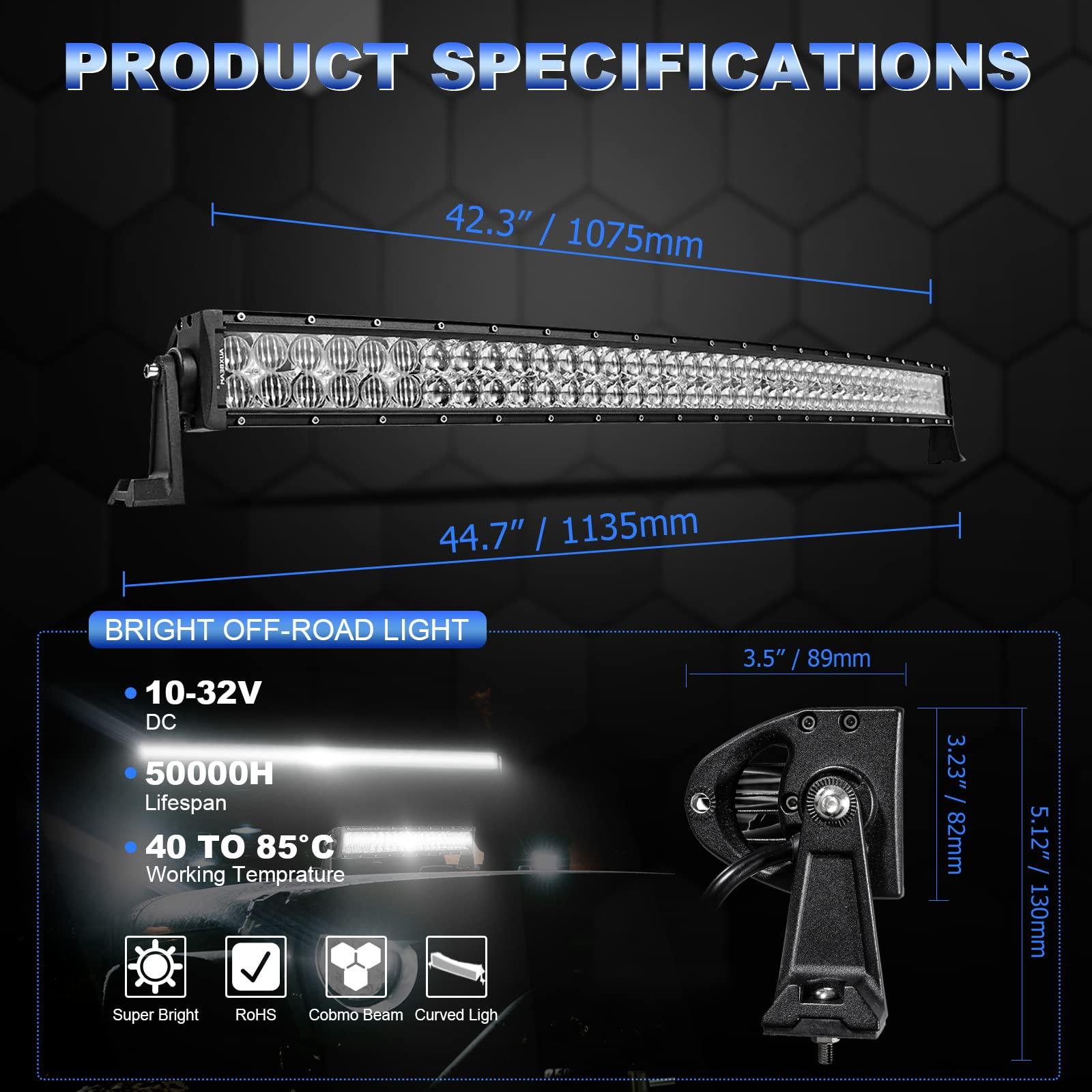 5D Series 42 Inch Combo Beam Dual Row Curved Off Road LED Light Bar