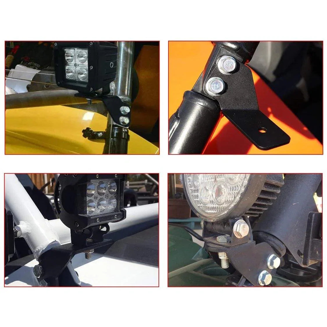 4 inch Classic-SM Series Dual Row LED Pod Lights Flood Beam & A-Pillar Mounting Bracket for 2016-2021 Yamaha YXZ 1000R models