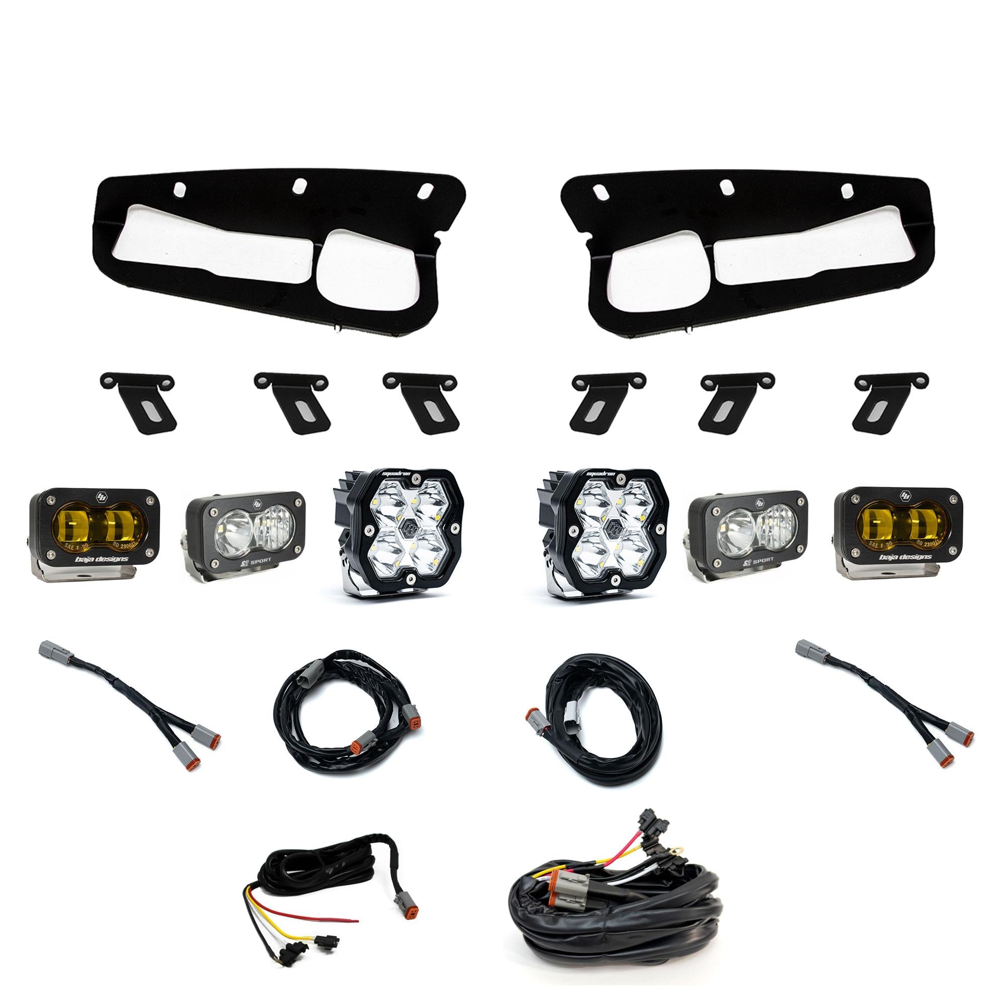 Squadron 2.0 Sport/S2 Sport/S2 Sae Sportman Fog Pocket Light Kit Ford 2021-27 Bronco 2022-24 Bronco Raptor w/ Steel Bumper Baja Amber Upfitter Baja Designs