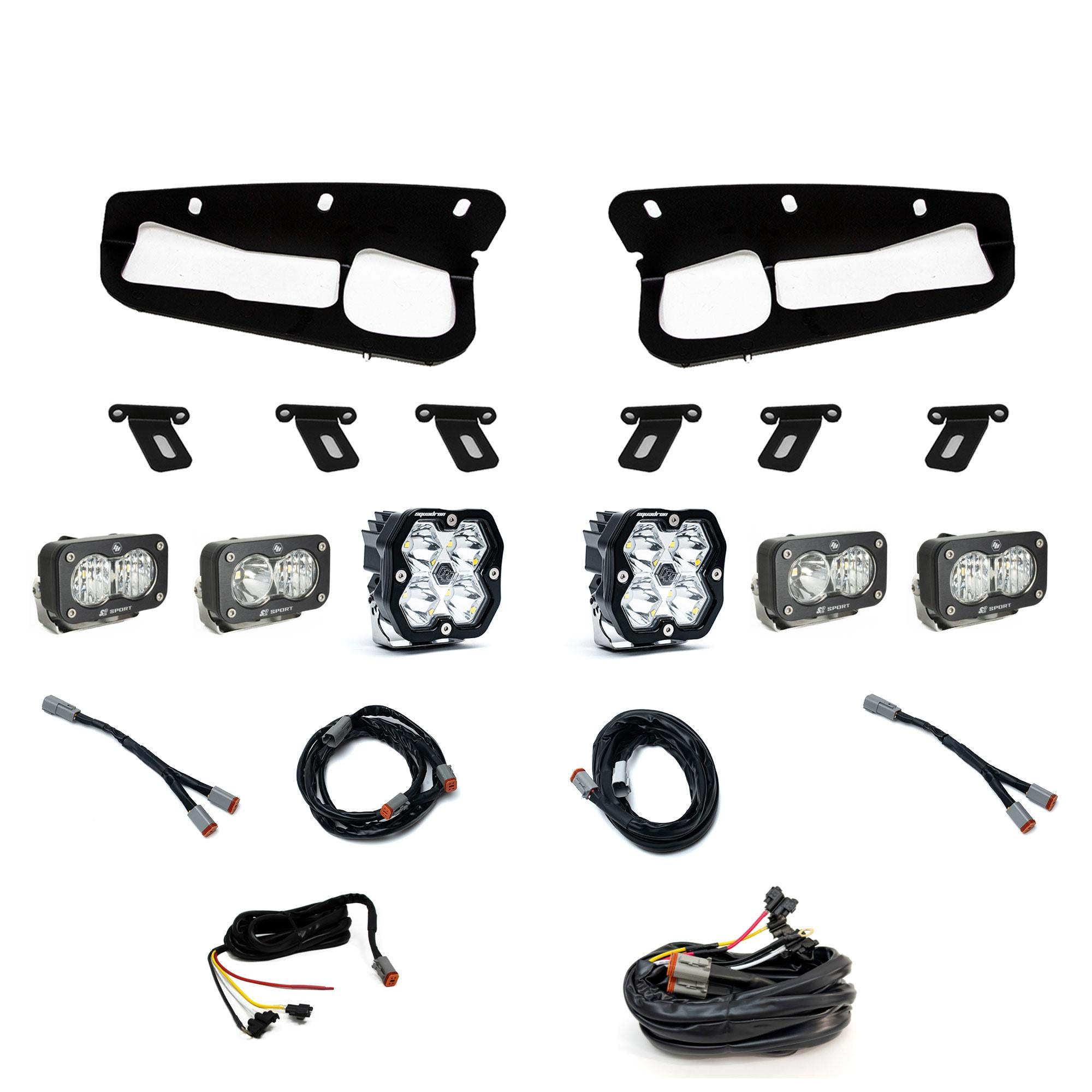 Squadron 2.0 Sport/Dual S2 Sport Sportmen Fog Pocket Light Kit Ford 2021-27 Bronco 2022-24 Bronco Raptor w/ Steel Bumper Upfitter Baja Designs