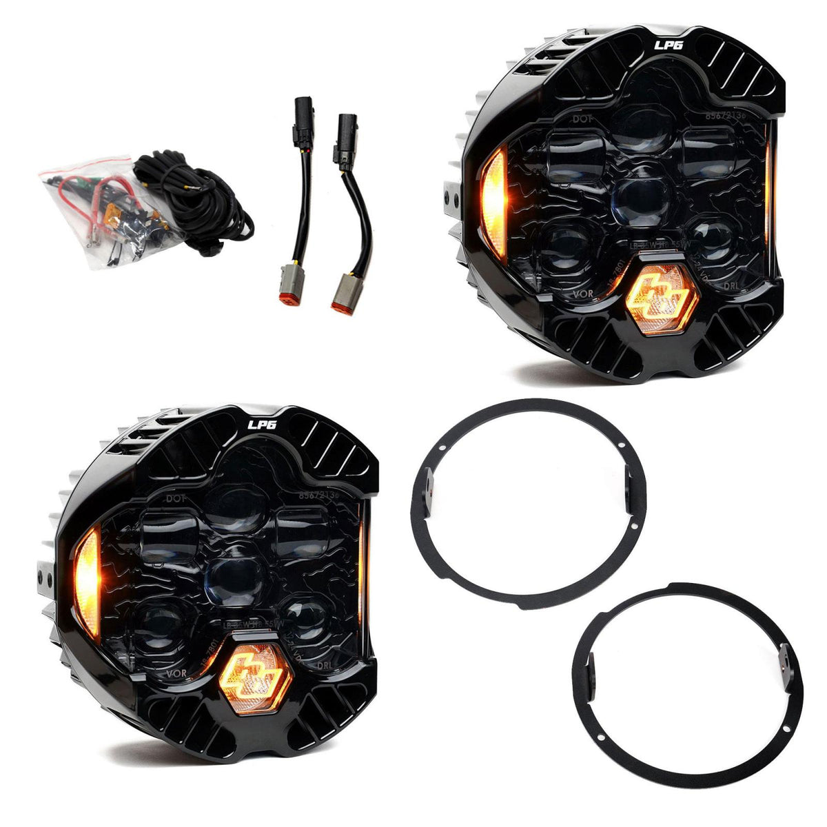 DOT LP6 LED Headlight Kit Jeep 2007-2018 Wrangler JK w/LED Headlights (Amber) Baja Designs