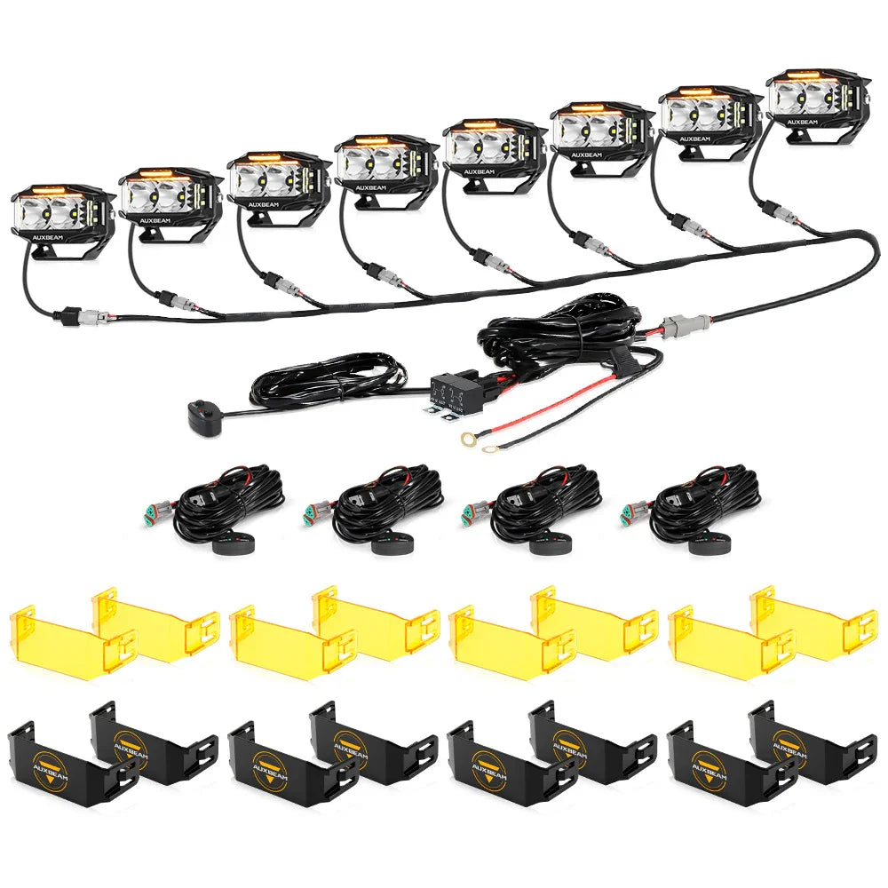 V-MAX Series | 4 Inch 72W 6960LM Spot Beam Side Shooter LED Rectangular Pod Lights with Amber DRL