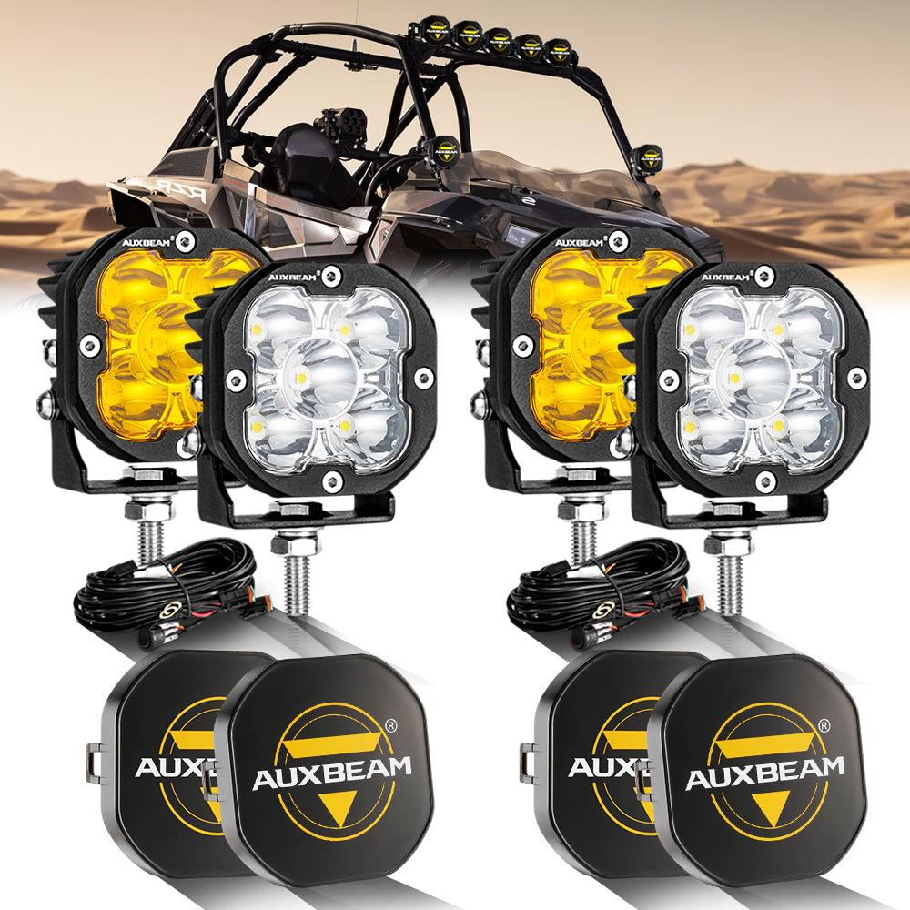 3 Inch 80W 9600LM LED Pods Lights White&Amber for ATV UTV SIDE BY SIDE 4X4