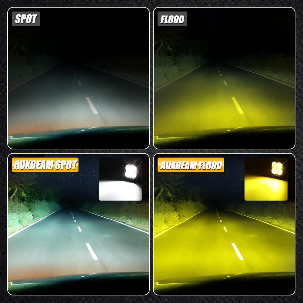 3 Inch 80W 9600LM LED Pods Lights White&Amber for FORD